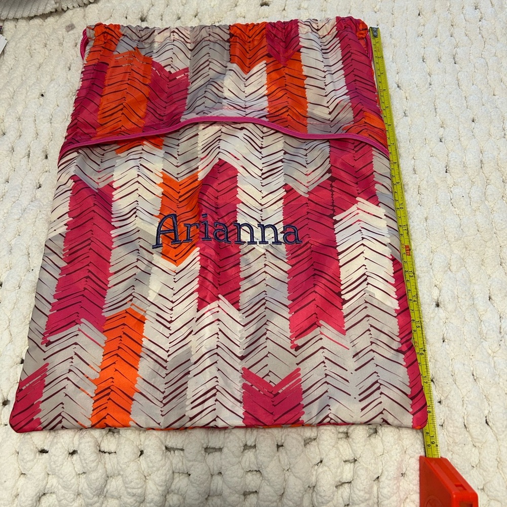 Thirty-One Pink, Orange and Cream Drawstring Bag